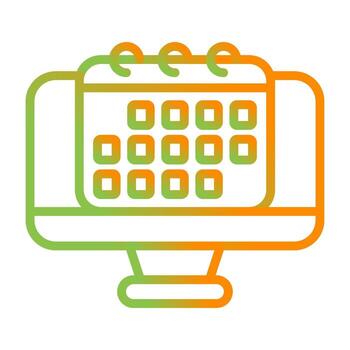 Desktop computer with cale Vector Icon