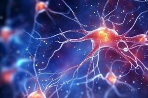 Neuronal cells in the brain, neuroscience scientific, neuroscience, brain, medical biology background, photo