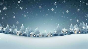 Christmas winter fairy village landscape. AI generated image. photo
