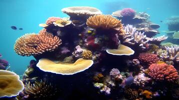 Coral reef in the underwater world. Marine life. Sea creatures. AI generated photo