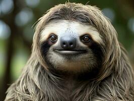 Closeup of cute sloth animal face. photo
