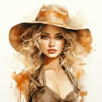 Fashion watercolor girl isolated photo