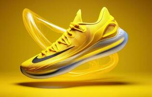 Yellow sport shoes photo