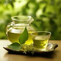 Green tea natural background photo