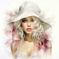 Fashion watercolor girl isolated photo