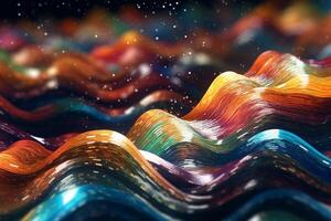 Wavy abstract shapes with glittering effect, wavy abstract background, photo