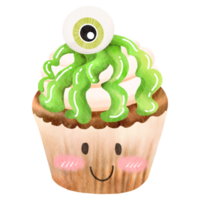 Watercolor cartoon cupcake png