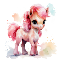 Cute watercolor pony isolated png