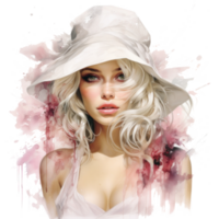 Fashion watercolor girl isolated png