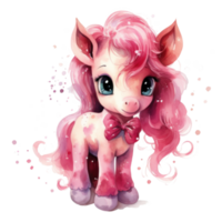 mignonne aquarelle poney isolé png