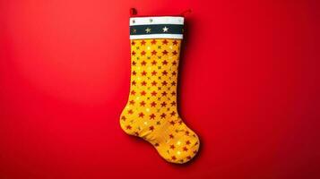 Christmas sock isolated on vivid background photo