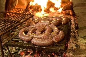 Grilled pig chorizo, La Pampa, Argentina photo