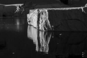 Lemaire strait coastal landscape, mountains and icebergs, Antarctic Peninsula, Antartica. photo