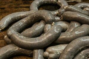 Handmade sausage preparation, Argentine tradition, Pampas, Patagonia photo