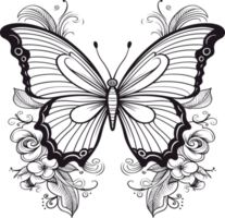 farfalla vettore formato nel nero e bianca ai generativo png