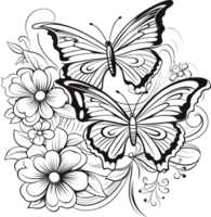 papillon vecteur format dans noir et blanc ai génératif png