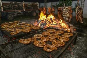 Barbecue, sausage and cow ribs, typical argentinean food photo