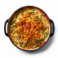 Green bean casserole top view isolated on transparent background png