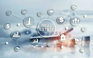 Real estate. Property insurance and security concept. Abstract business background photo