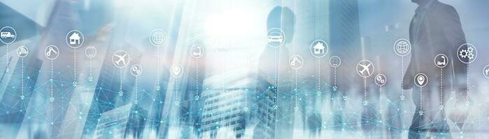 Graphical user interface concept. Artificial Intelligence. Internet of Things. Information Communication Technology. photo