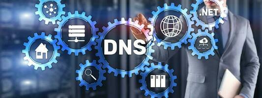 DNS Domain name System server concept. Mixed media. photo