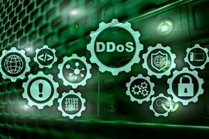 DDoS Cyber Attack. Technology, Internet and Protection Network concept. Server datacenter background photo