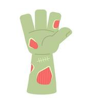 Zombie hand up semi flat colour vector object. Zombie arm for Halloween party. Monster hand. Editable cartoon clip art icon on white background. Simple spot illustration for web graphic design