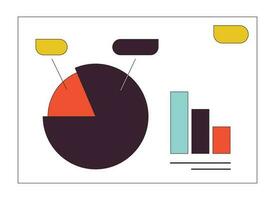 Business presentation slide with charts flat line color isolated vector object. Business plan. Editable clip art image on white background. Simple outline cartoon spot illustration for web design