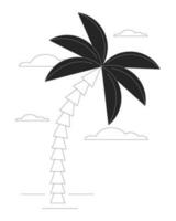 Palm tree flat monochrome isolated vector object. Summertime paradise. Editable black and white line art drawing. Simple outline spot illustration for web graphic design