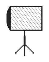 LED panel on tripod flat monochrome isolated vector object. Light equipment for photo studio. Editable black and white line art drawing. Simple outline spot illustration for web graphic design