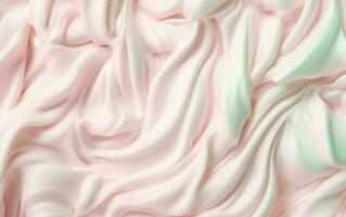 Glossy curvy fond with space for text in center. Whirl light red gel eddy design. Appetizing dairy fluid fresh mix of juicy fruits rose color. Redcurrant, cowberry, raspberry, cranberry photo