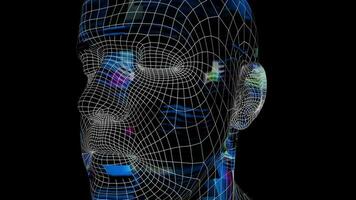 futuristische gezichtsherkenning 3d geanimeerde hoofd - loop video