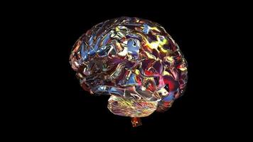 een roterend menselijk hersenen elektrisch opgeladen met gedachte - lus video