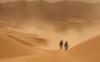 Person in the desert. AI, photo