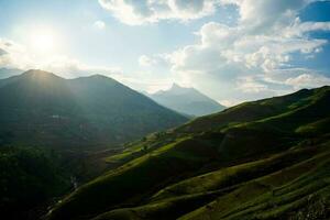 Majestic mountain scenery in the North West Vietnam. photo