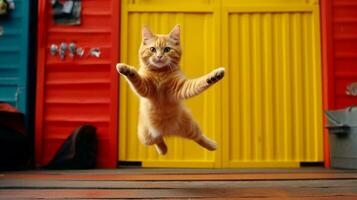 AI Generated Cat Doing Big Jump photo