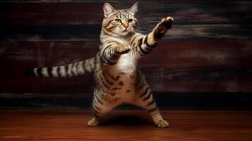 AI Generated Cat Doing Kung Fu Pose photo