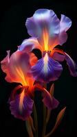 Abstract flower wallpaper with black background, backlit photography photo