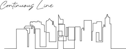 continuous line drawing of buildings vector