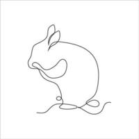 continuous line drawing of rabbit vector