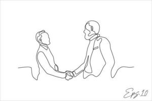 línea Arte vector ilustración de personas sacudida manos