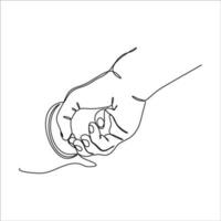 continuous line drawing of hand holding doorknob vector