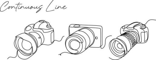 digital camera continuous line drawing set vector