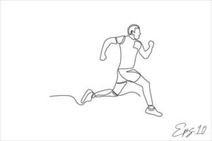 continuous line vector illustration of a man running