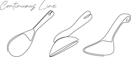 Rice scoop continuous line drawing bundle set vector