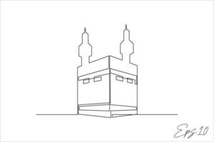 continuo línea vector ilustración de kaaba edificio