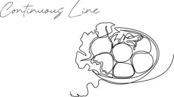continuous line indonesian culinary meatball food white background vector