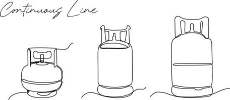 gas cylinder continuous line drawing set vector