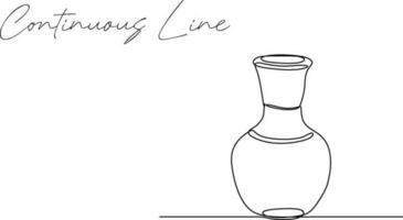 Continuous line drawing of antique drinking jug vector