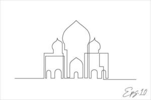 mosque building continuous line vector illustration